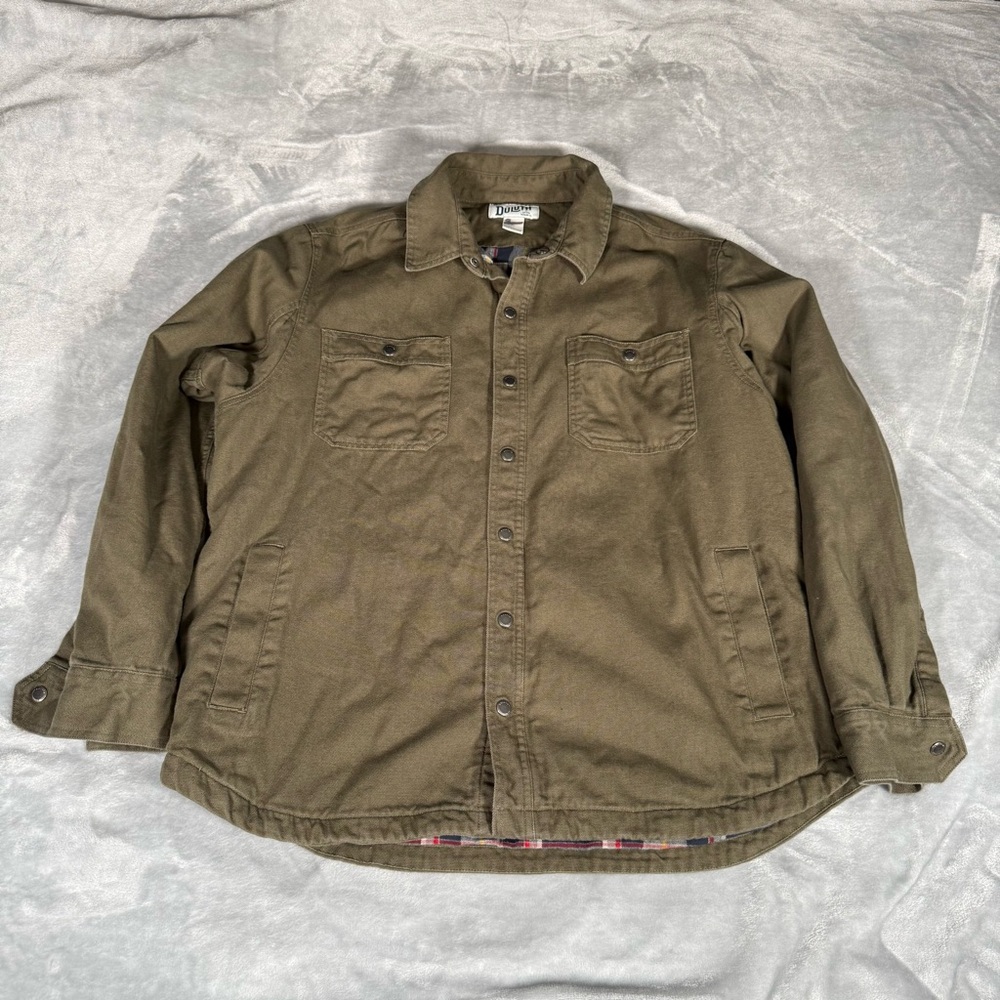 Duluth Workwear Canvas Shirt Jacket Mens XL Flannel Lined Heavyweight Green